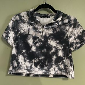 Velvet Cropped Tie-Dye Top